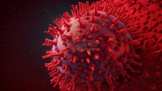 红色病毒细胞图片