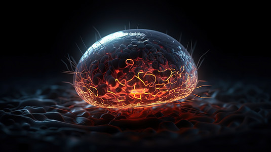 3D科幻发光细胞图片