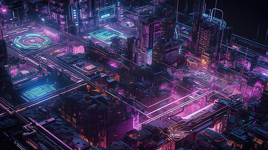 紫色未来城市背景图片