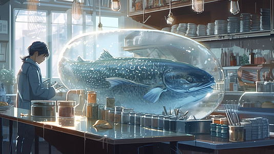 厨房里的大型鱼图片