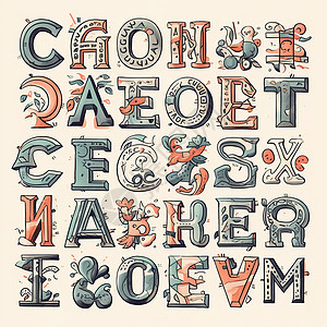 扁平复古创意字母图片