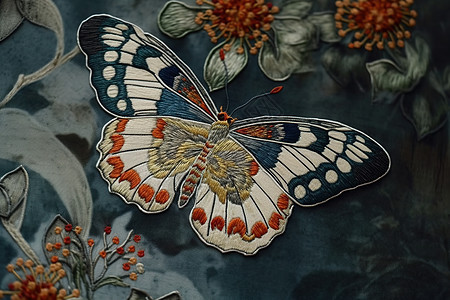 蝴蝶刺绣图片