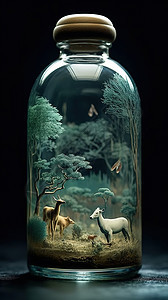 瓶子中的动物图片