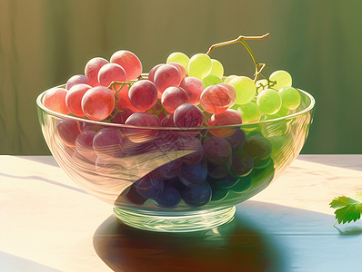 葡萄放在玻璃碗里图片
