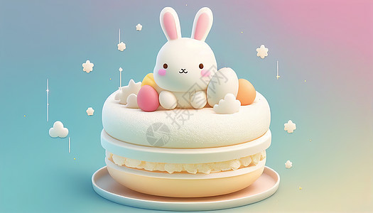 卡通可爱小白兔创意蛋糕甜品图片