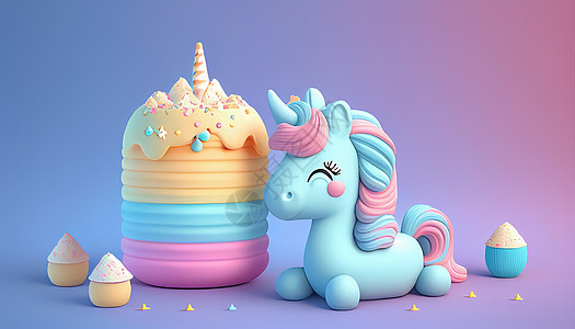 卡通小马蛋糕创意甜品图片