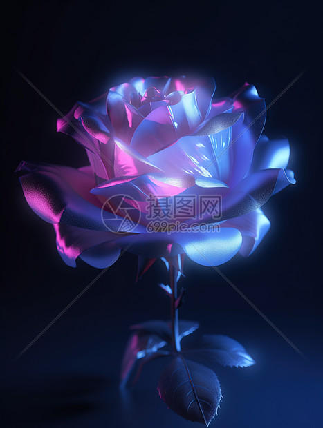 琉璃质感的红玫瑰倒影图片