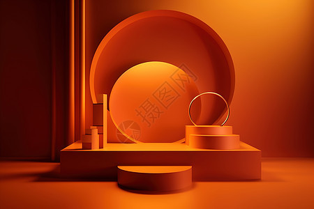 橙色灯光圆形造型讲台图片