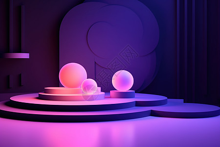 紫色多台阶讲台球形灯装饰图片