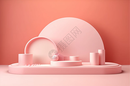 粉色展示台圆形背景造型图片