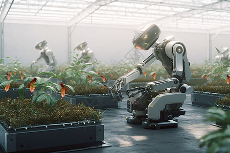 无人看守智能机器人蔬菜培养图片