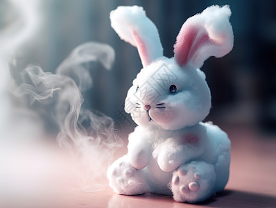 毛绒兔子可爱图片