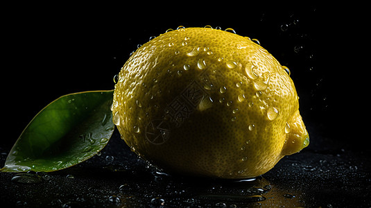 柠檬和柠檬叶无缝背景图片