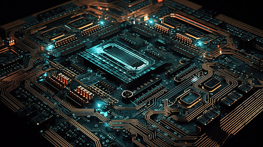未来计算器芯片和电路板图片