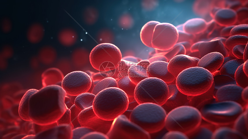 红细胞分裂显微图像3D渲染图图片