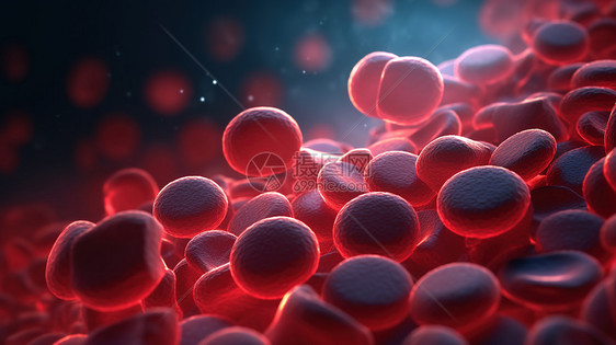 红细胞分裂显微图像3D渲染图图片