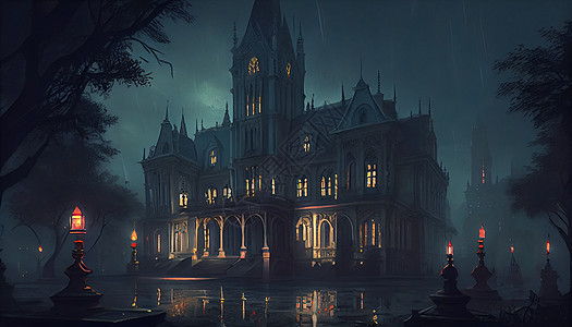 城堡夜景建筑图片