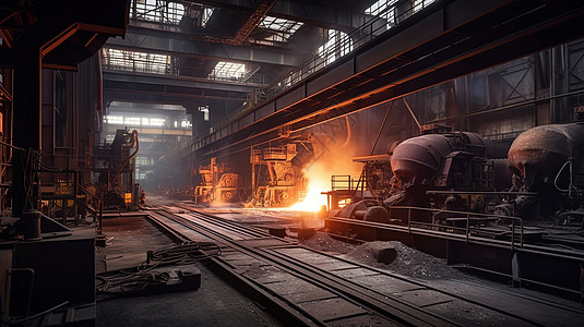 工业钢铁厂车间背景图片