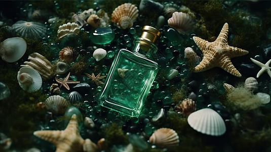玻璃瓶装的小瓶香水高清图片