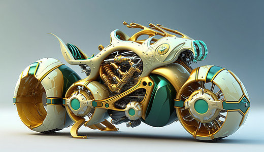 科幻流线型金属质感摩托车背景图片