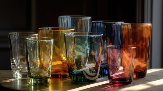 彩色透明玻璃杯图片