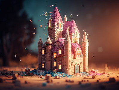粉色可爱城堡背景图片