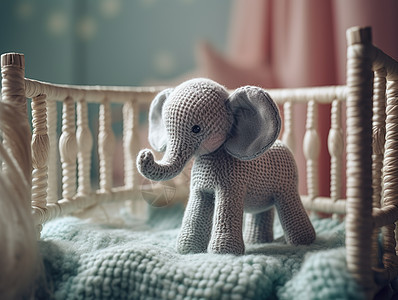 婴儿床里的小象图片