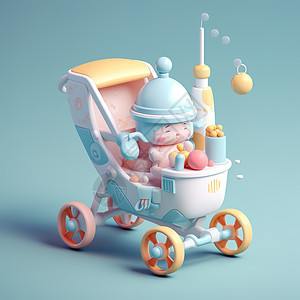 婴儿车模型图片