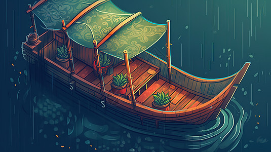 木船插图图片