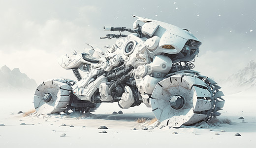 暴风雪里的科幻摩托车图片