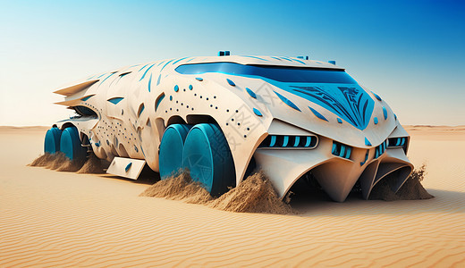 沙漠中行驶的科幻汽车图片
