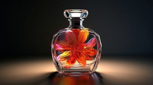 3D产品模型花卉香水玻璃瓶背景图片
