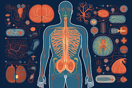 人体器官透视图背景图片