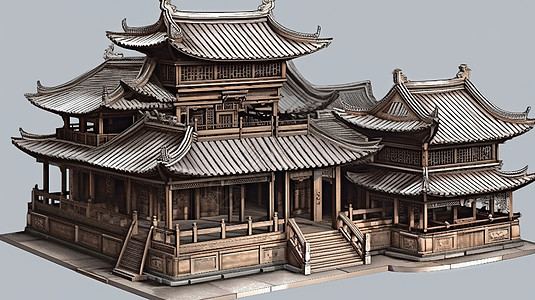 中国古代楼阁模型图片