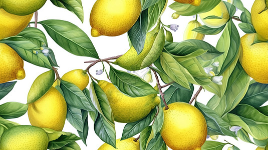 柠檬水彩画图片