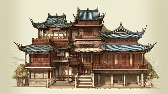东方木质建筑图片