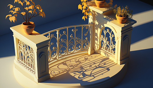 阳台围栏3D模型背景图片