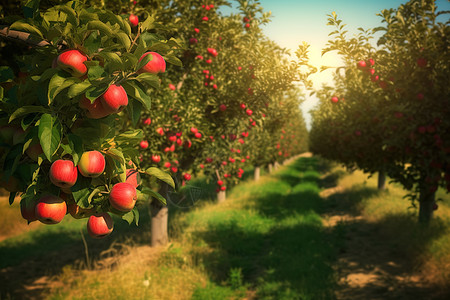 果园里的红色苹果图片