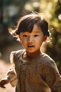 阳光下奔跑的可爱女童图片