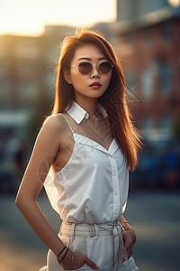 中国女孩的半身肖像图片