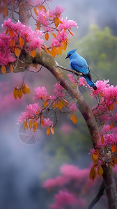 落在树枝上的蓝色小鸟图片
