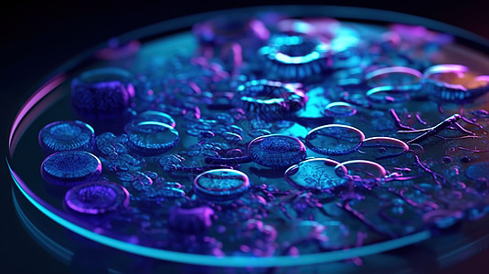 紫色培养皿的细菌特写图片