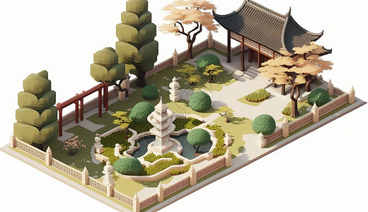 中国古风花园与建筑图片