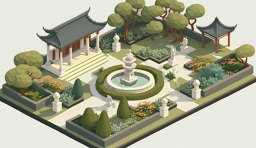 中国古风花园与建筑图片