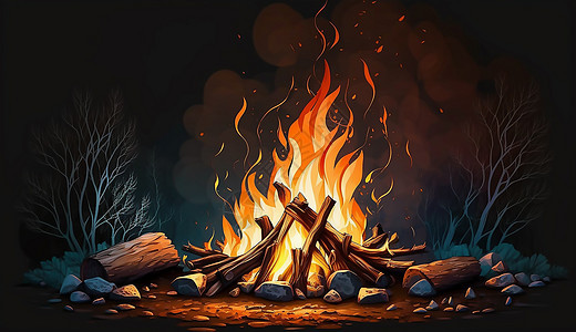 燃烧的篝火背景图片