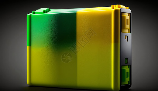 黄绿相间黄绿渐变色现代锂离子电池插画