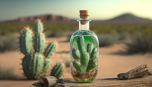 沙漠里的仙人掌精油瓶图片