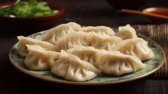 中式餐食饺子食物高清图片