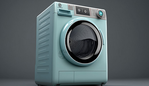 浅蓝色滚筒洗衣机图片