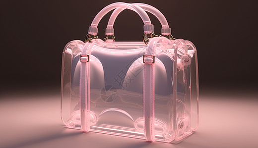 粉色透明女士手提包图片